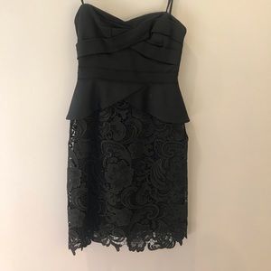 BCBG black strapless cocktail dress